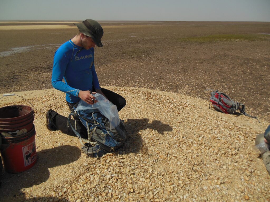 Jansen Smith, field work collecting shells